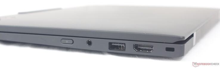 Right: Power button, 3.5 mm headset, USB-A 3.2 Gen. 1, HDMI 2.1, Nano Kensington Lock