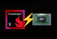 The entry-level Snapdragon X trades blows with the Ryzen 7 8840U in Geekbench 6 multi-core. (Image source: AMD, Qualcomm, edited)