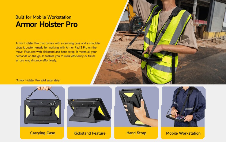 The tablet can also be carried comfortably with a holster.