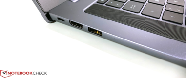 Left: USB-C (charging, data transfer, and DisplayPort Alt), HDMI, USB-A (3.2 Gen 1)
