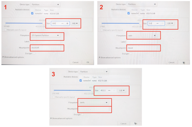 This is the partition layout for Bazzite. Make sure you get this exactly right (Image Source: Notebookcheck)