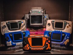 A collection of SEGA Game Gears pictured