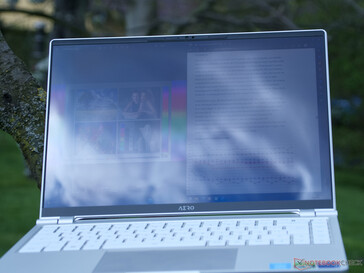 Aero 14 OLED in outdoor use (slightly cloudy)