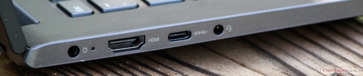 Left: DC In, HDMI, USB 3.1 (Gen 1) Type-C, Headset