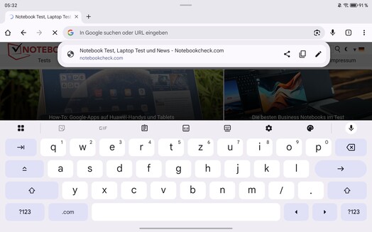 Keyboard in landscape format