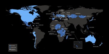 Current Starlink Mobile coverage.