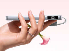 The power bank is 16.8mm thick and weighs around 204 grams. Pictured: a promo picture showing the thin design of the P5.