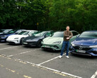 Of the six electric cars in this image, none of them were able to reach their stated range estimates in a highway test. (Image source: Carwow on YouTube)