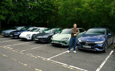 Of the six electric cars in this image, none of them were able to reach their stated range estimates in a highway test. (Image source: Carwow on YouTube)