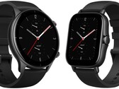 The GTR 2e (L) also comes in grey and green; the GTS 2e (R) also comes in green and purple. (Image source: Amazfit - edited)