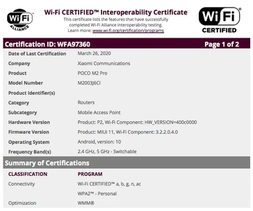 The POCO M2 Pro's new certifications. (Source: Bluetooth SIG, Wi-Fi Alliance via MySmartPrice)