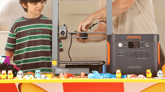 A portable generator powers a 3D print. (Image source: Jackery)