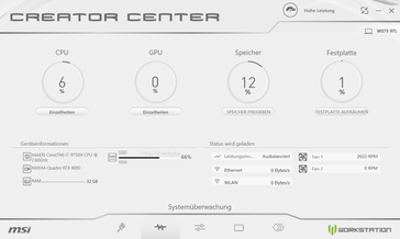 Creator Center system monitor