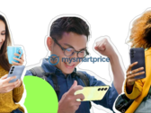 Models smiling at the alleged A25 5G. (Source: MySmartPrice)