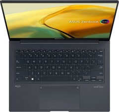 The ASUS Zenbook 14X OLED rocks a white backlit keyboard. (Source: ASUS/Best Buy)