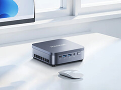 The Acemagic M5 currently starts at $639 with discounts in place. Pictured: a promo picture showing the mini PC on a desk.