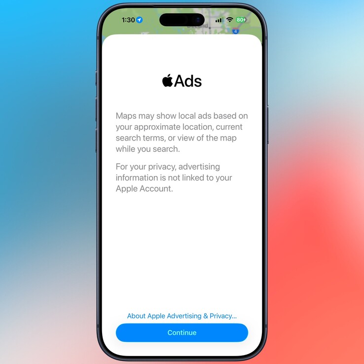 Ads Disclaimer on Apple Maps