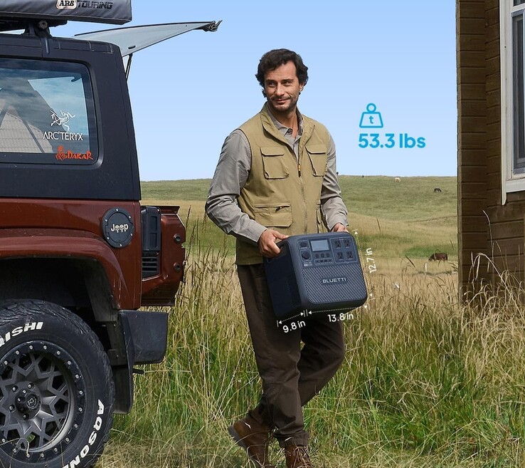 The Bluetti Elite 200 V2 portable power station weighs 24.2 Kg (53.3 lbs) (Image source: Bluetti)