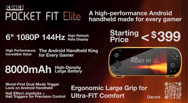 The specifications of the Konkr Pocket Fit Elite. (Image source: Ayaneo)