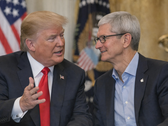 President Donald Trump talking to Tim Cook from Apple (AI ChatGPT)