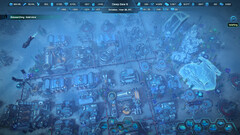 A god's eye view of an underwater city in addition to the UI on display in Aquatico (image source: SteamDB)
