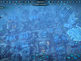 A god's eye view of an underwater city in addition to the UI on display in Aquatico (image source: SteamDB)
