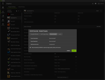 Set the model presets to Recommended and forget. (Image Source: Notebookcheck)