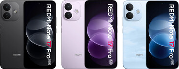 Front view and color options of the Redmi Note 17 Pro 5G