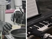 Genesis AI shows robotic hands performing fine motor tasks such as cracking eggs, slicing tomatoes, connecting cables and playing the piano.