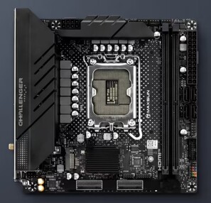 Mini-ITX motherboard with x8+x8 PCIe 5.0 MCIO connectors at the bottom