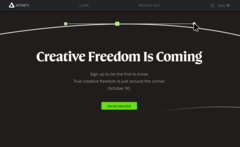 Fans of the Serif Affinity software package are concerned about an AI-heavy launch and a subscription model thanks to this new landing page. (Image source: Affinity)