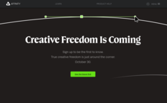 Fans of the Serif Affinity software package are concerned about an AI-heavy launch and a subscription model thanks to this new landing page. (Image source: Affinity)
