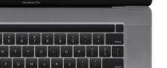 A leaked render of the new 16-inch MacBook Pro shows redesigned Touch Bar with separated Touch ID button.