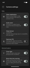 Camera settings: Video
