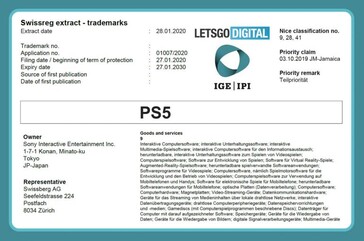 PS5 trademark. (Image source: LetsGoDigital)