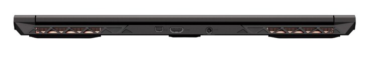 Back: Mini DisplayPort 1.4, HDMI 2.0, power supply