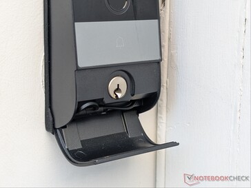 Flip open cover hides physical key hole and USB Type-C cable.