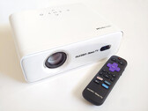 Aurzen Eazze D1R Roku projector and remote control.