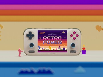 The Ayaneo Pocket S Mini Retro Power edition has a similar color scheme to that of the Ayaneo Pocket Air Mini. (Image Source: Ayaneo) 