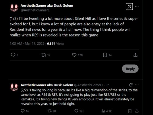 Dusk Golem Resident Evil 9 leak X post (Image source: screenshot, Dusk Golem X account)