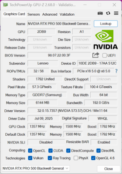 GPU-Z Nvidia RTX Pro 500 Blackwell Generation