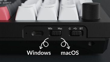 Keychron Q12 HE OS selection and wireless mode switches.