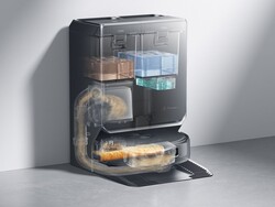 The Narwal Flow 2 robotic vacuum cleaner automatically dumps wastewater and dust into its docking station between cleaning cycles. (Image source: Narwal)