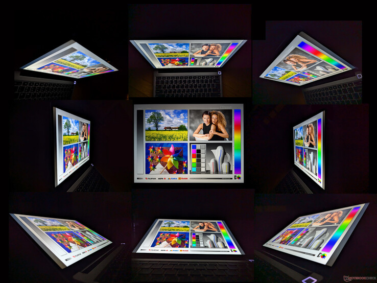 Wide IPS viewing angles. Colors and contrast degrade only at extreme angles