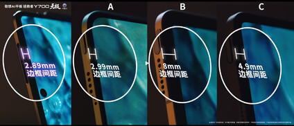 Screen bezel size of the tablet compared