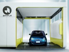 The Fiat 500e will be the first car used in a Stellantis trial of Ample's EV battery-swapping solution. (Image source: Stellantis)