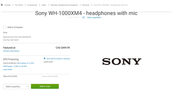 The Sony WH-1000XM4 is available to order on Dell Canada. (Image source: Dell)