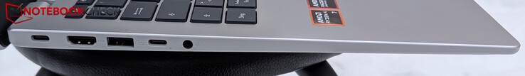 Left: USB-C (5Gb/s), HDMI 2.1, USB-A (5Gb/s), USB-C (5Gb/s), headset jack