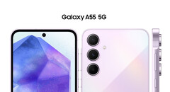 The Galaxy A55 is rumoured to arrive in Awesome Iceblue, Lilac and Navy colourways. (Image source: Android Headlines)