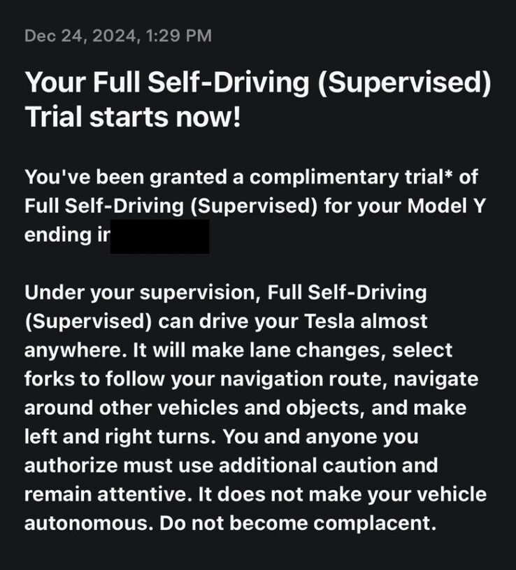 Tesla's free FSD trial offer to current Model Y owners